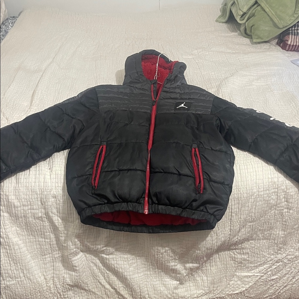 Jordan Kids Puffer Jacket in Black and Red